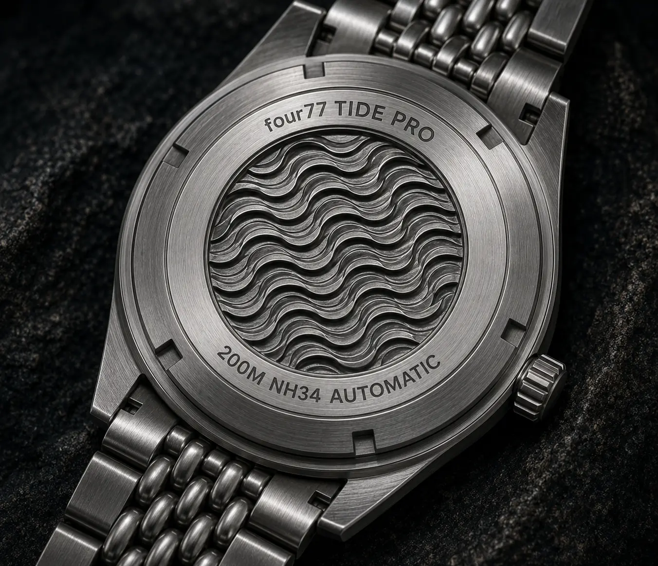 four77 TIDE PRO screw-down caseback engraved 200M NH34 AUTOMATIC