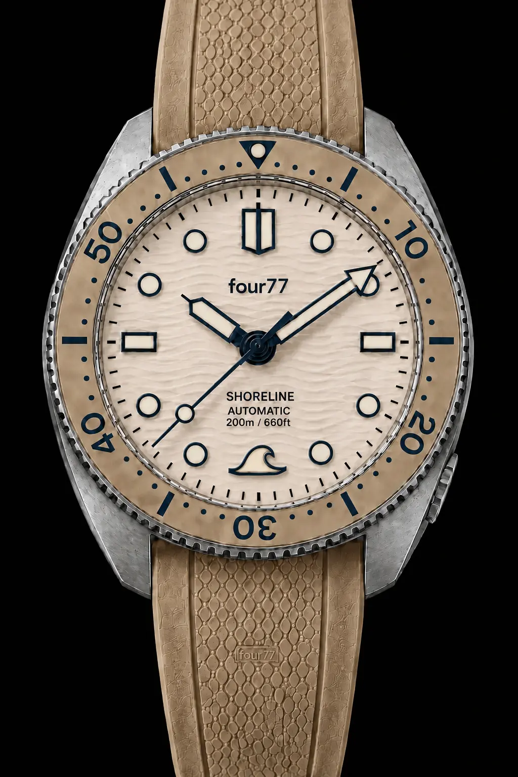 four77 Shoreline Dune automatic dive watch in daylight